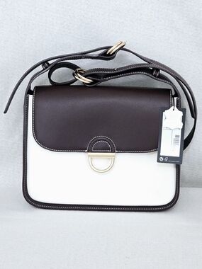 PEDRO Jean Leather Satchel Bag - Medium Multi Brown Cream Crossbody NWT